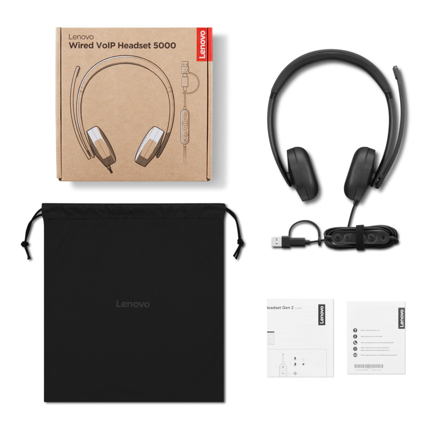 Lenovo Wired VoIP Headset 5000 (USB-A/C)