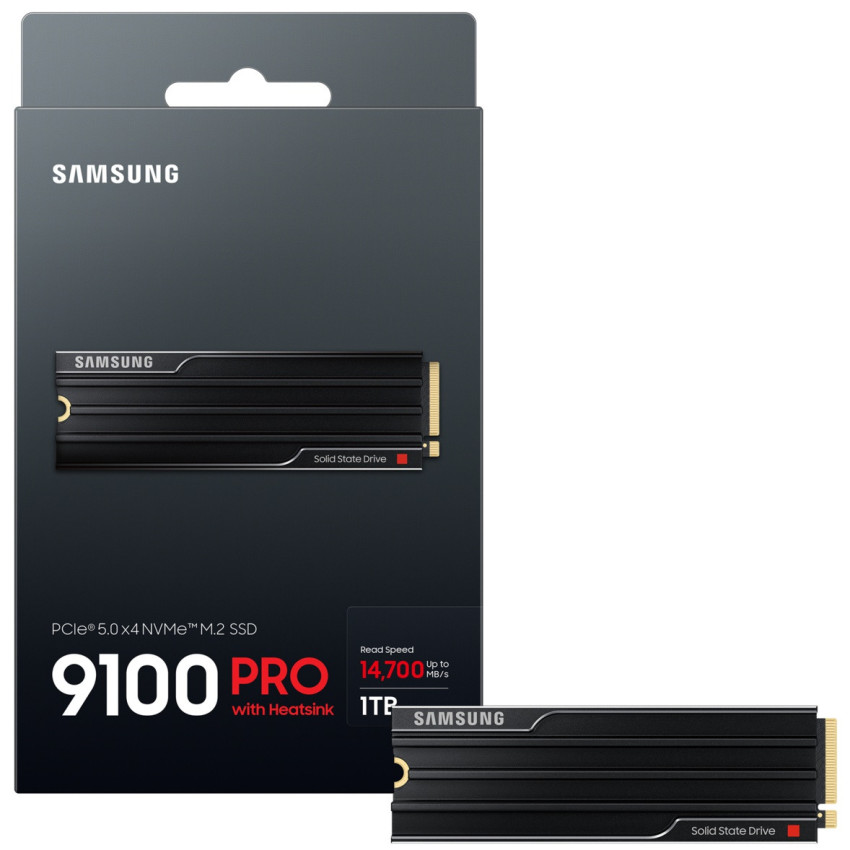 Samsung 9100 Pro 1TB M.2-2280 PCIe 5.0 x4 SSD mit Kühlkörper
