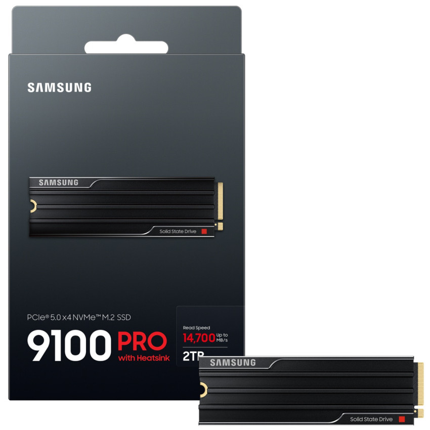 Samsung 9100 Pro 2TB M.2-2280 PCIe 5.0 x4 SSD mit Kühlkörper