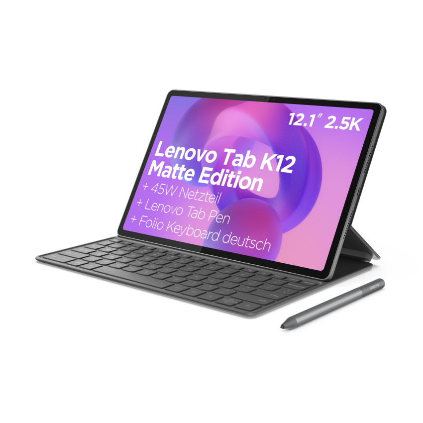 Lenovo Campus Tab K12 Matte Edition (Luna Grey), inkl. Netzteil, Pen & Tastatur