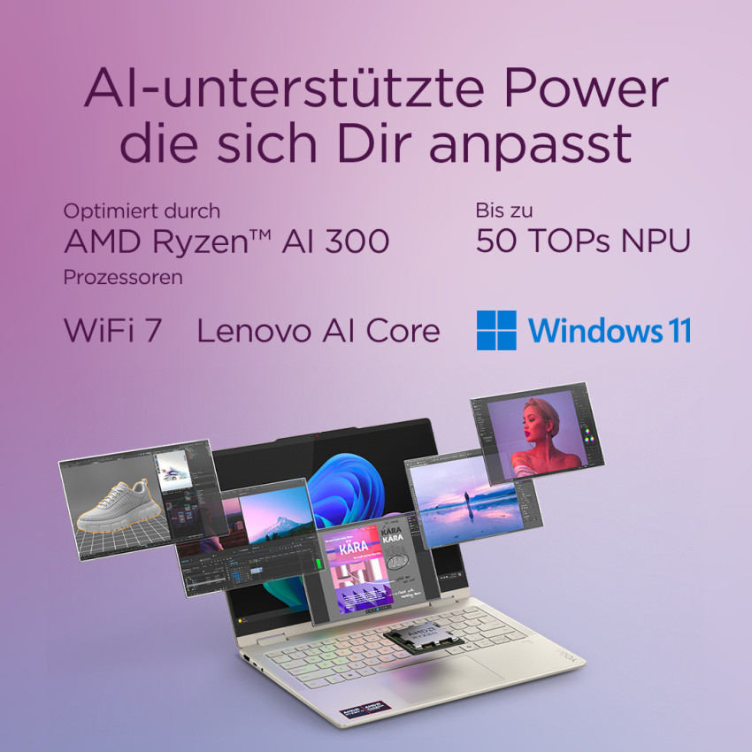 Lenovo Campus Yoga 7-14AKP 2in1 G10 AMD Sondermodell (Alu, seashell) inkl. Sleeve