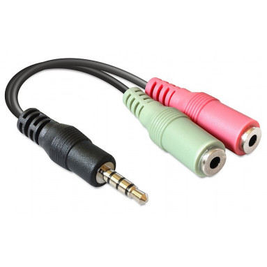 Adapterkabel 3.5mm Mic-In + 3.5mm Audio-Out auf 1x 3.5mm Klinke