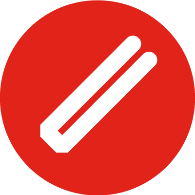 Weißes Icon eines Convertible-Notebooks im Tabletmodus in Seitenansicht auf rotem Grund
